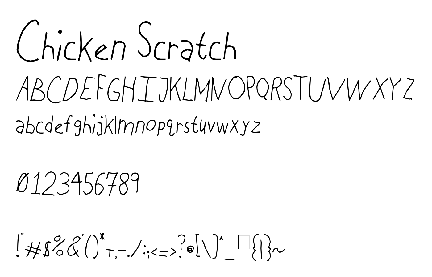Chicken Scratch Font preview