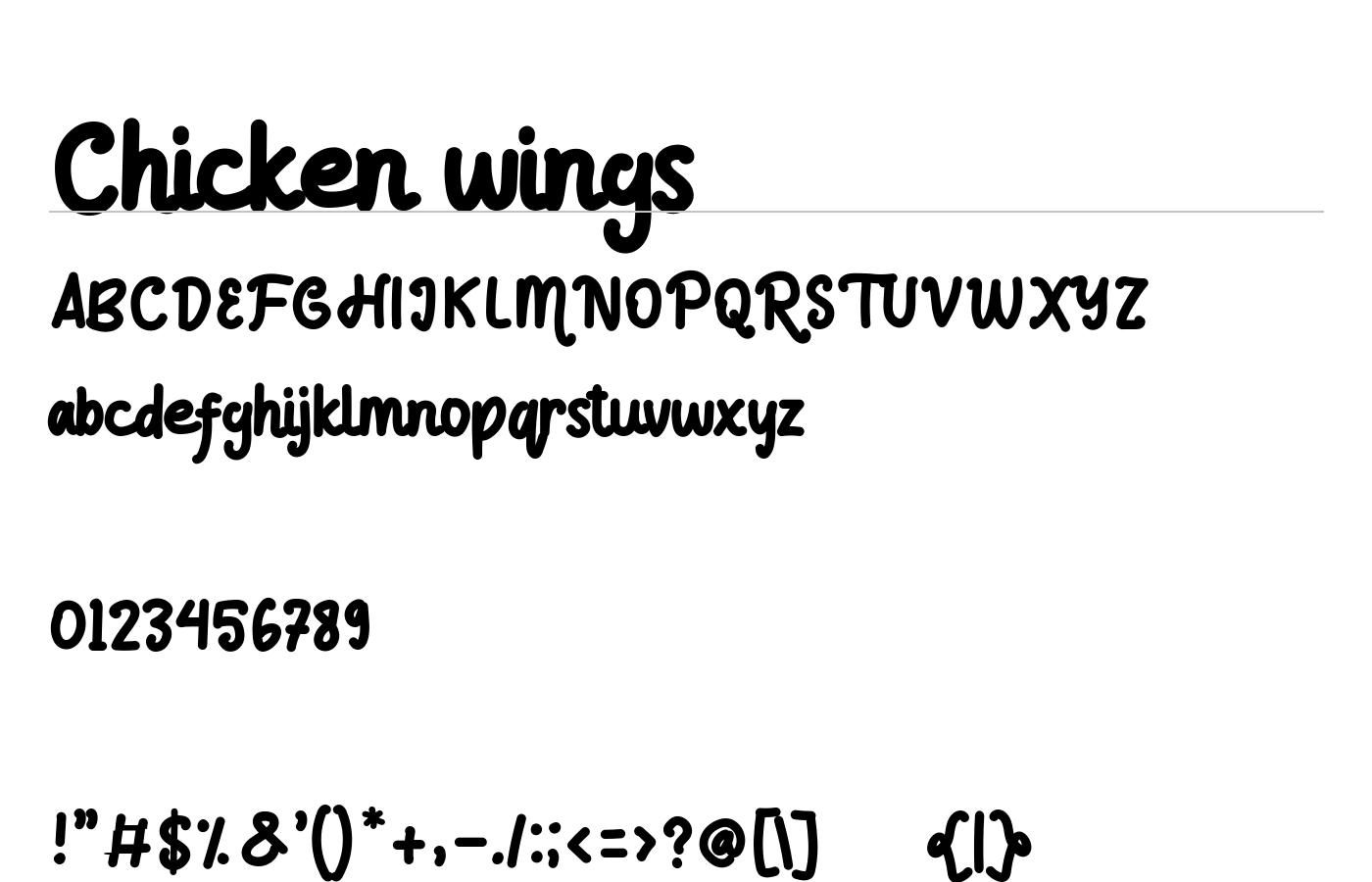 Chicken wings Font preview