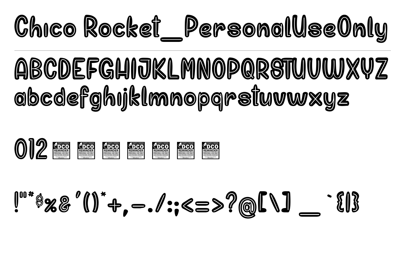 Chico Rocket_PersonalUseOnly Font preview