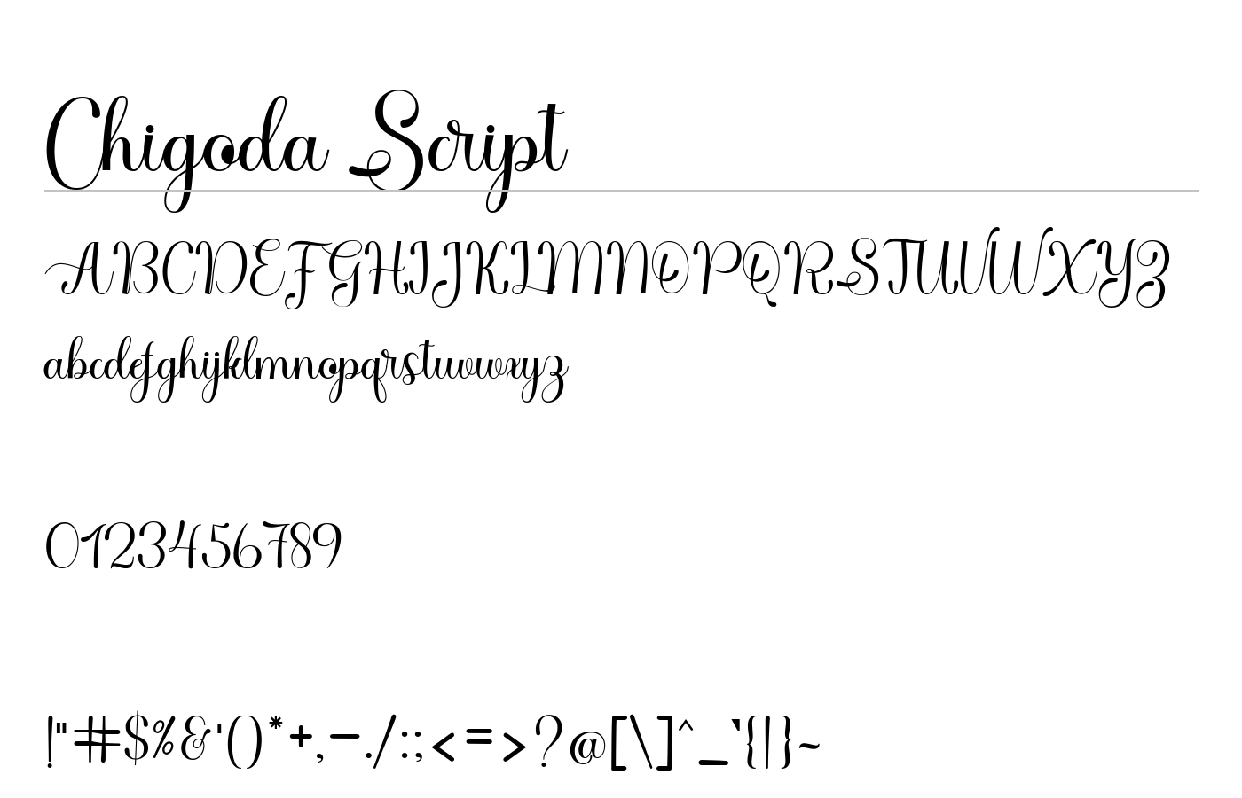 Chigoda Script Font preview