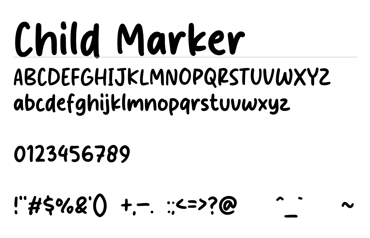 Child Marker Font preview