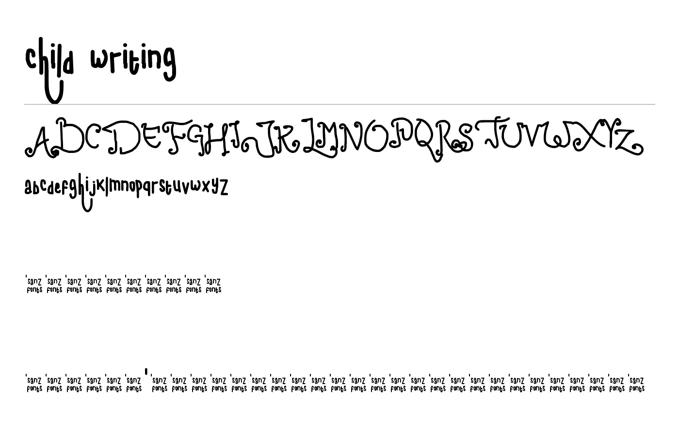 child writing Font preview
