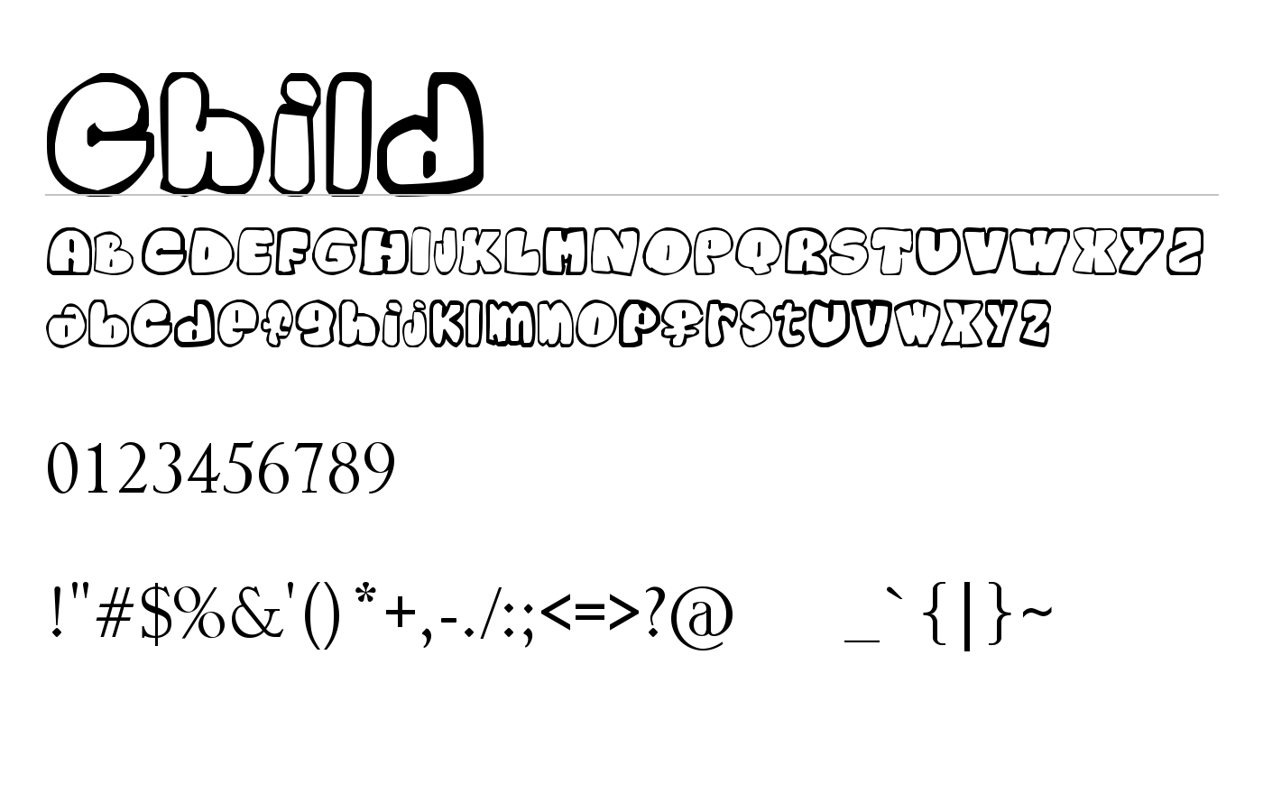 child Font preview