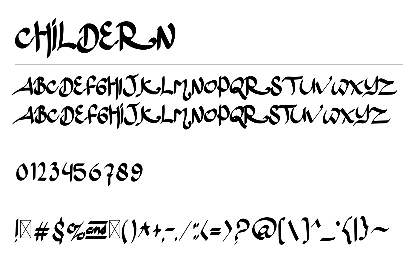 Childern Font preview