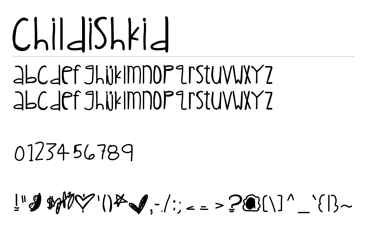 ChildishKid Font preview
