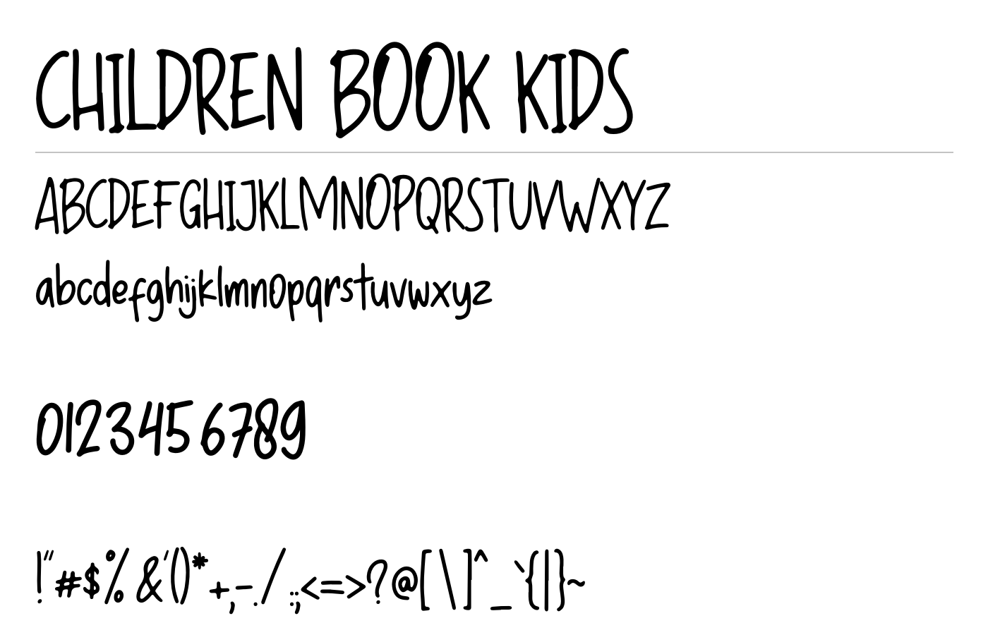 CHILDREN BOOK KIDS Font preview