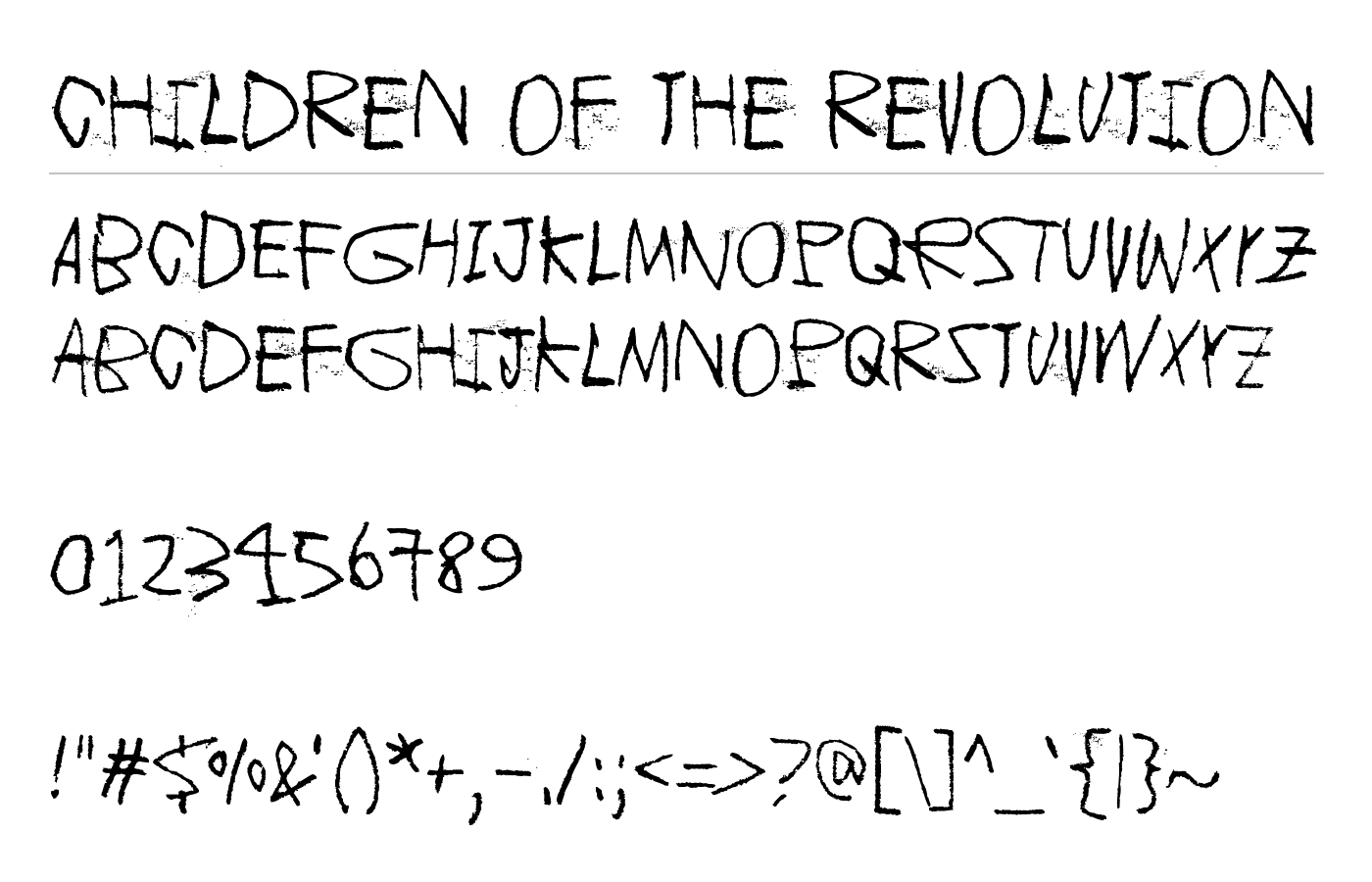 Children of the revolution Font preview