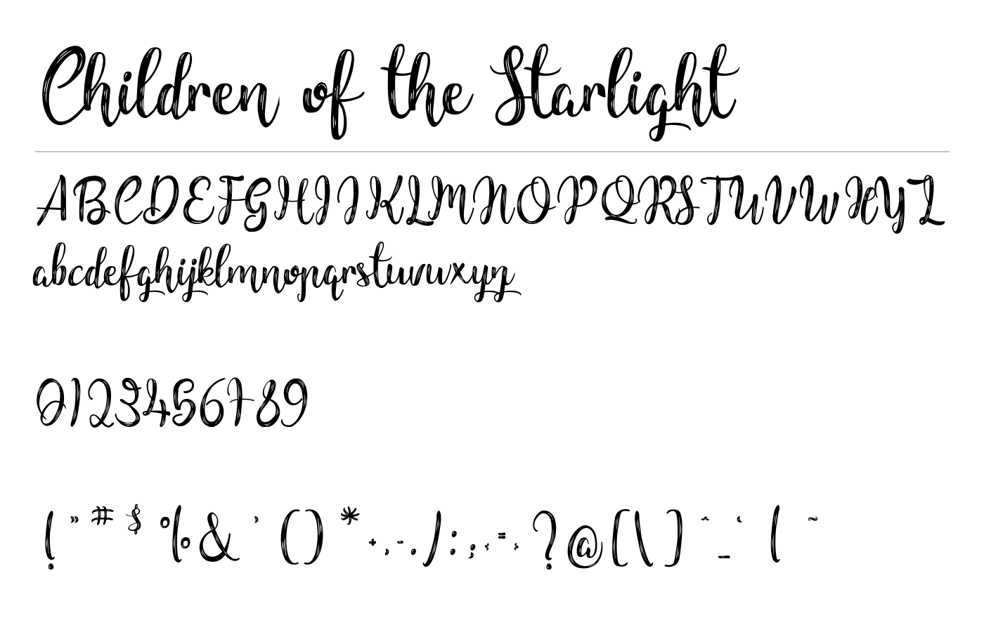 Children of the Starlight Font preview