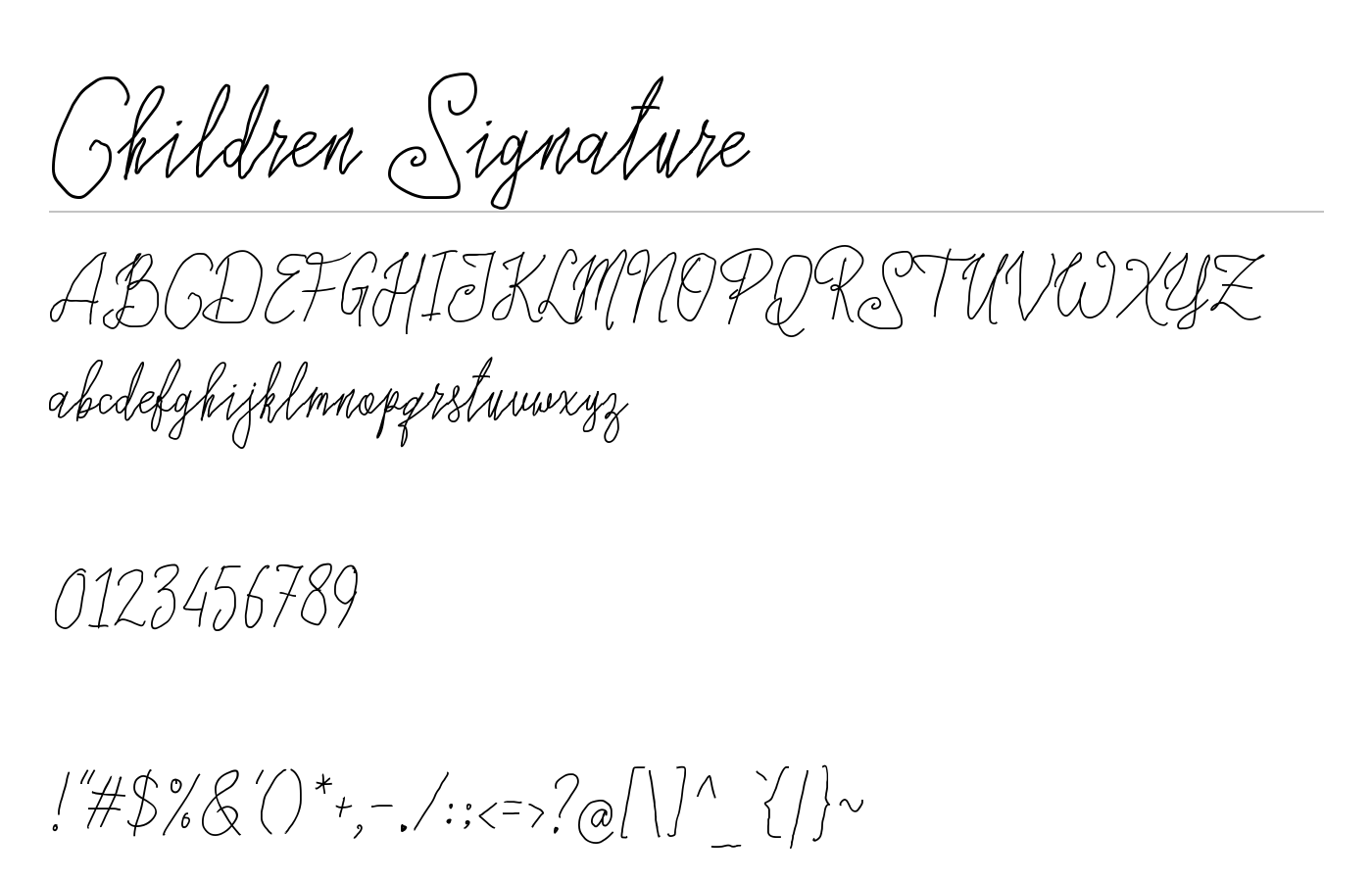 Children Signature Font preview