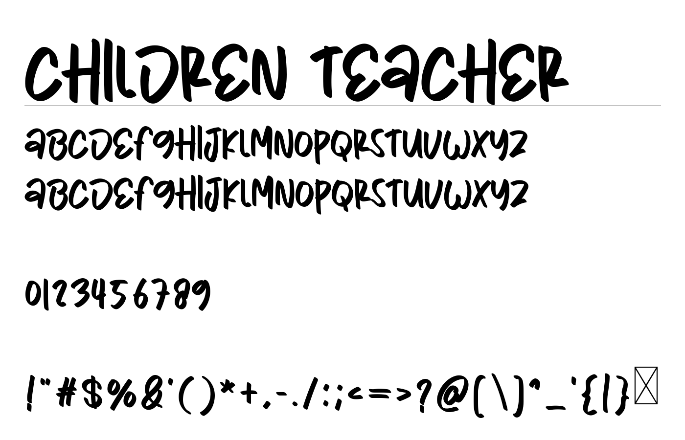 Children Teacher Font preview
