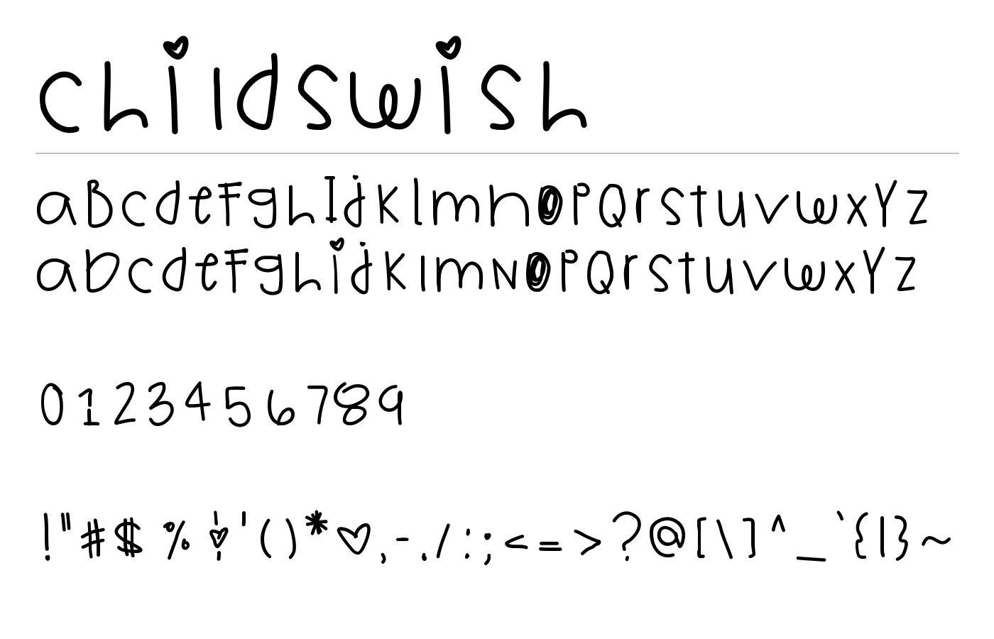 ChildsWish Font preview
