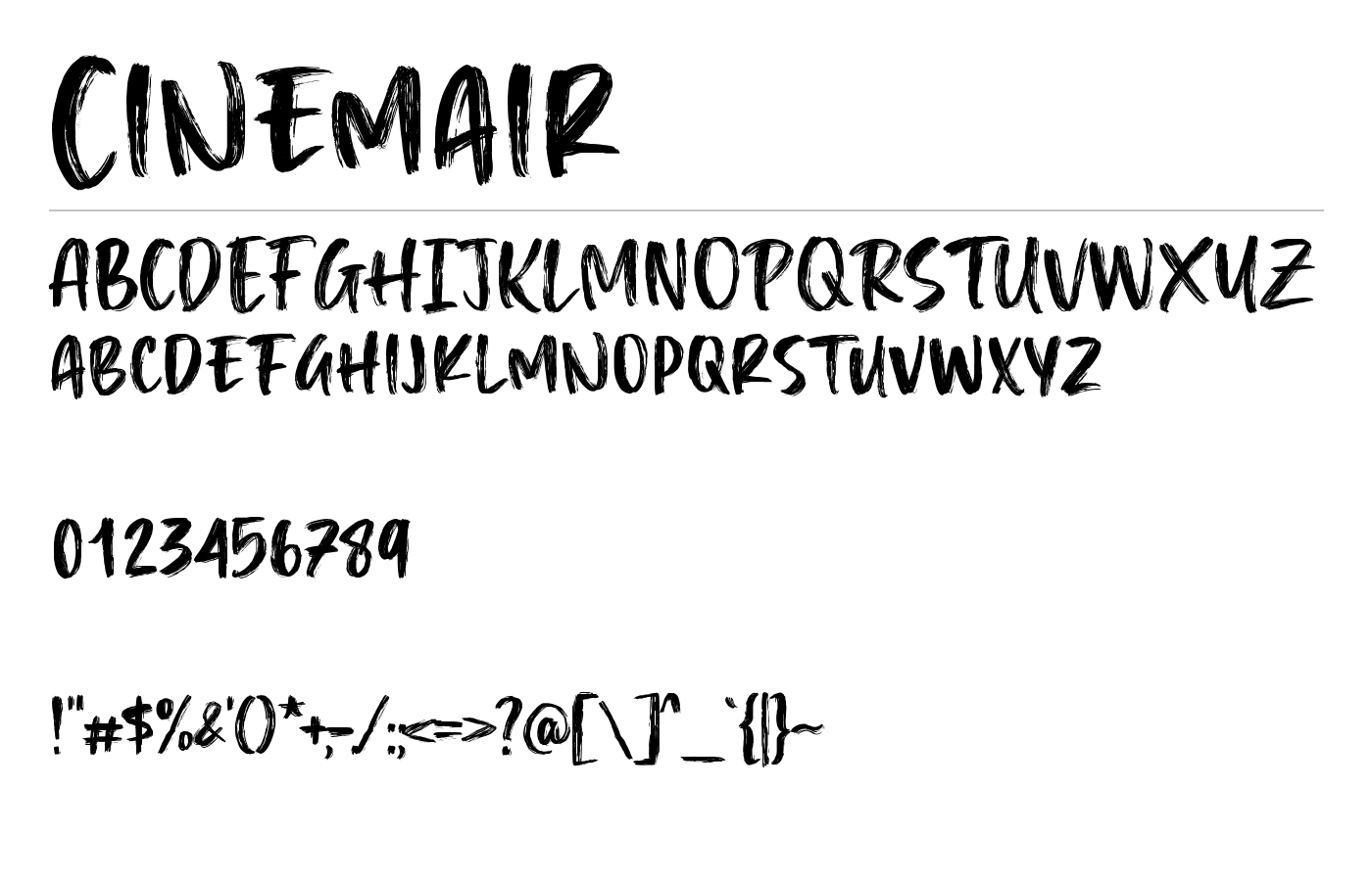 Cinemair Font preview