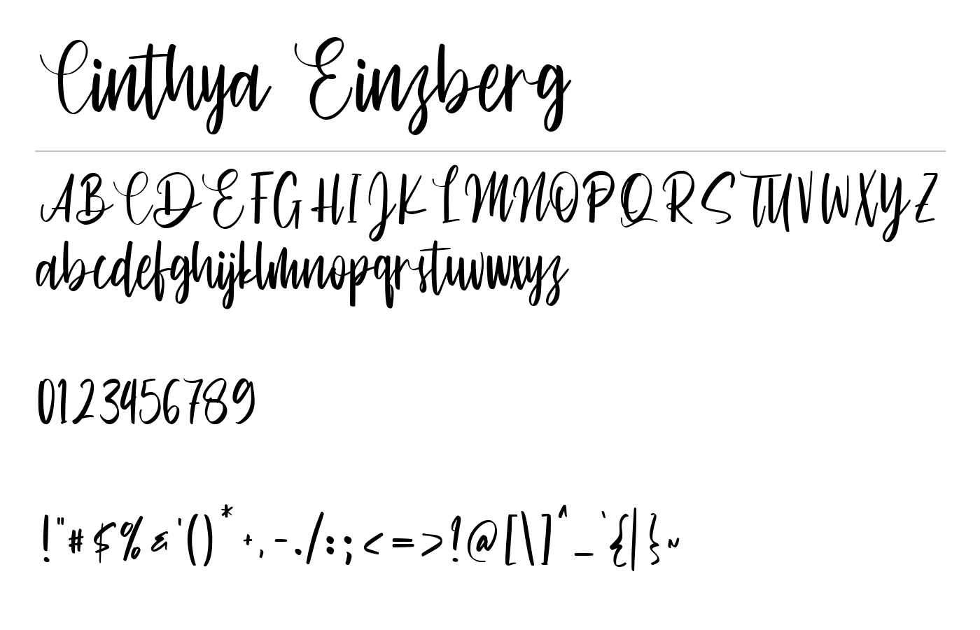 Cinthya Einzberg Font preview