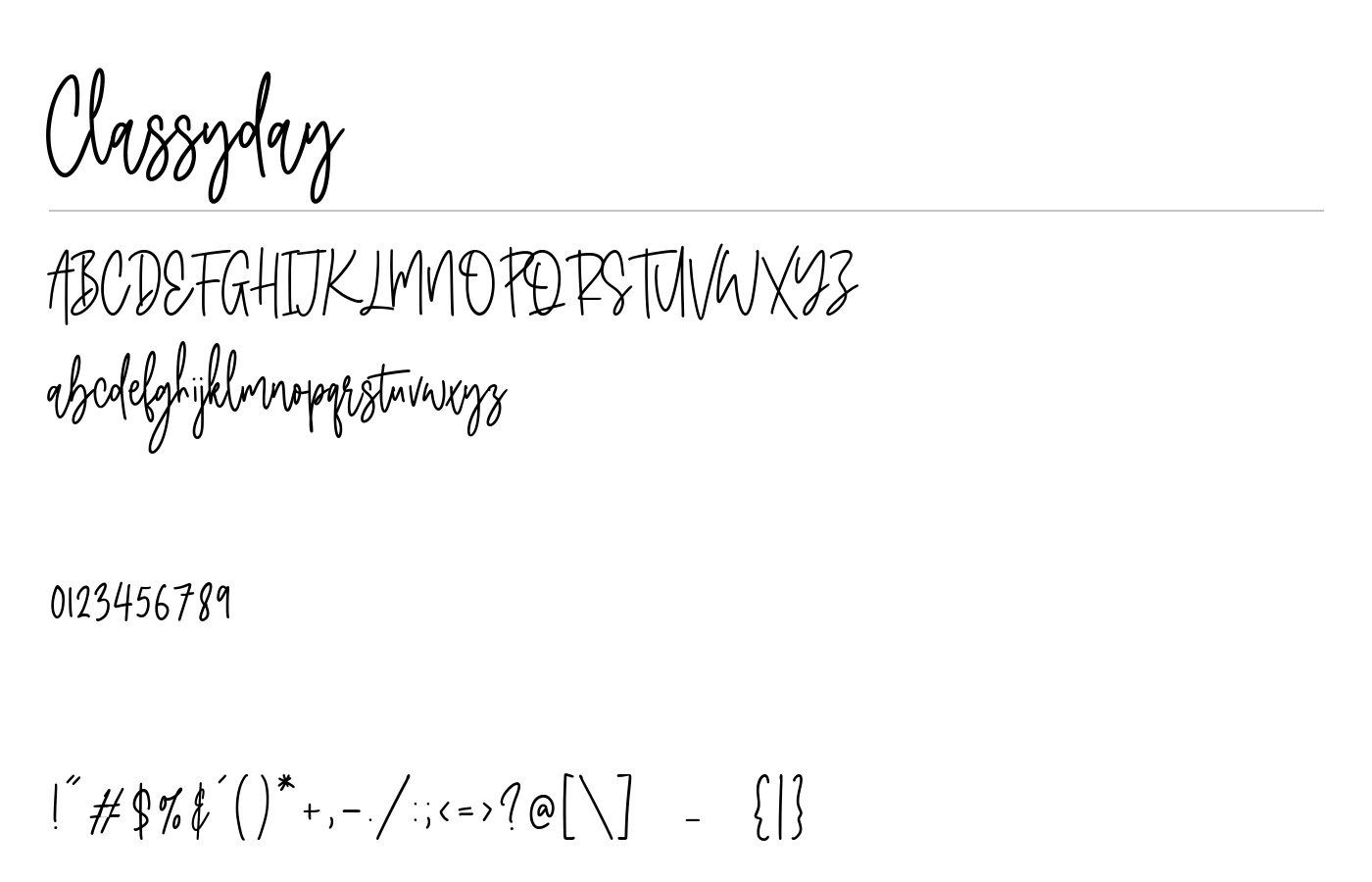 Classyday Monoline Script Font preview