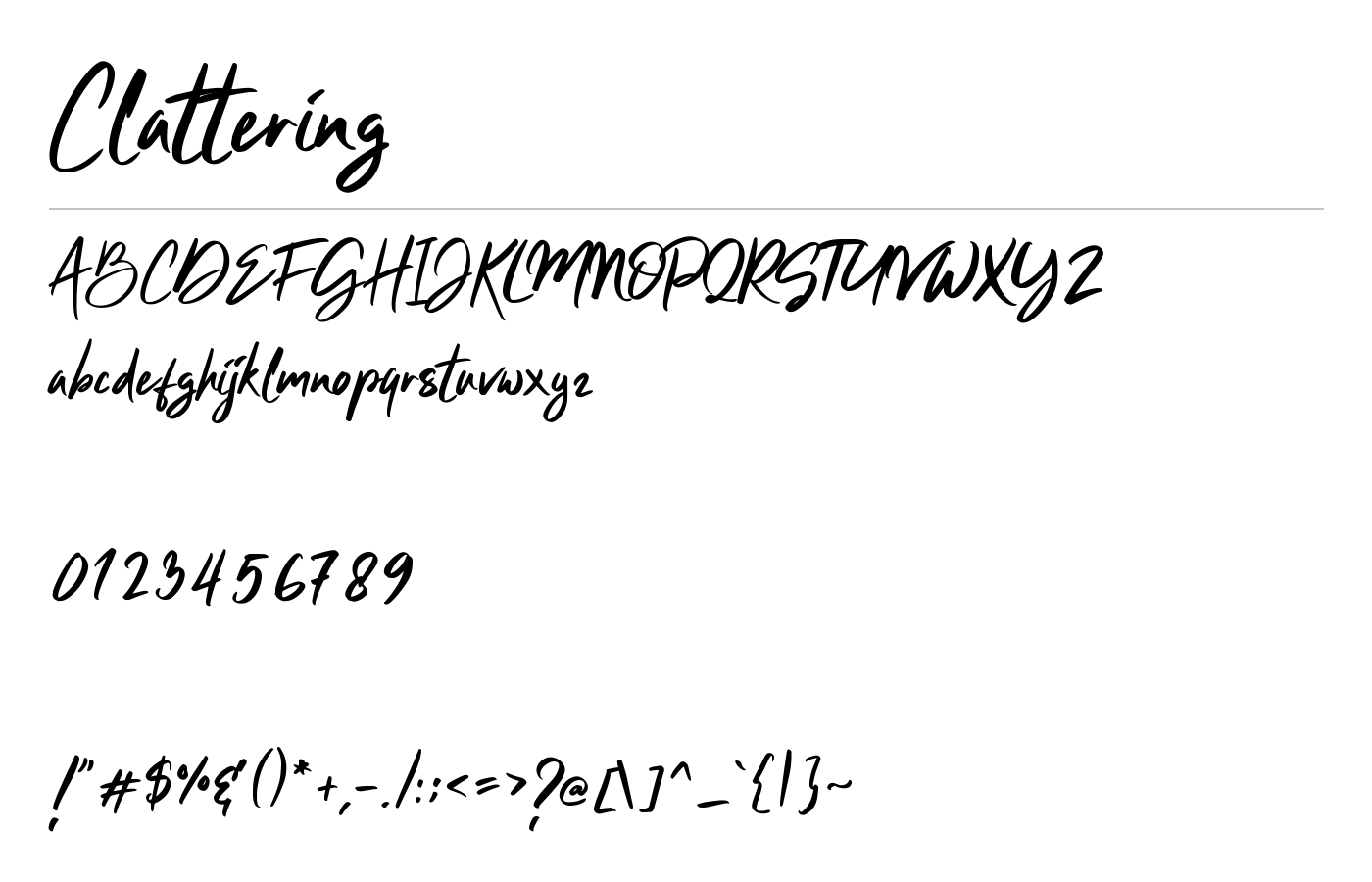 Clattering Brush Typeface preview