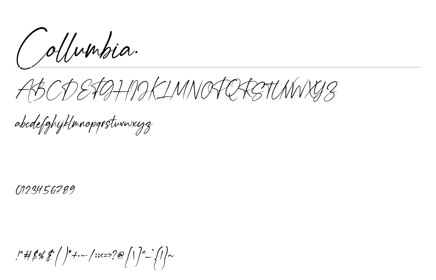 Collumbia Font preview