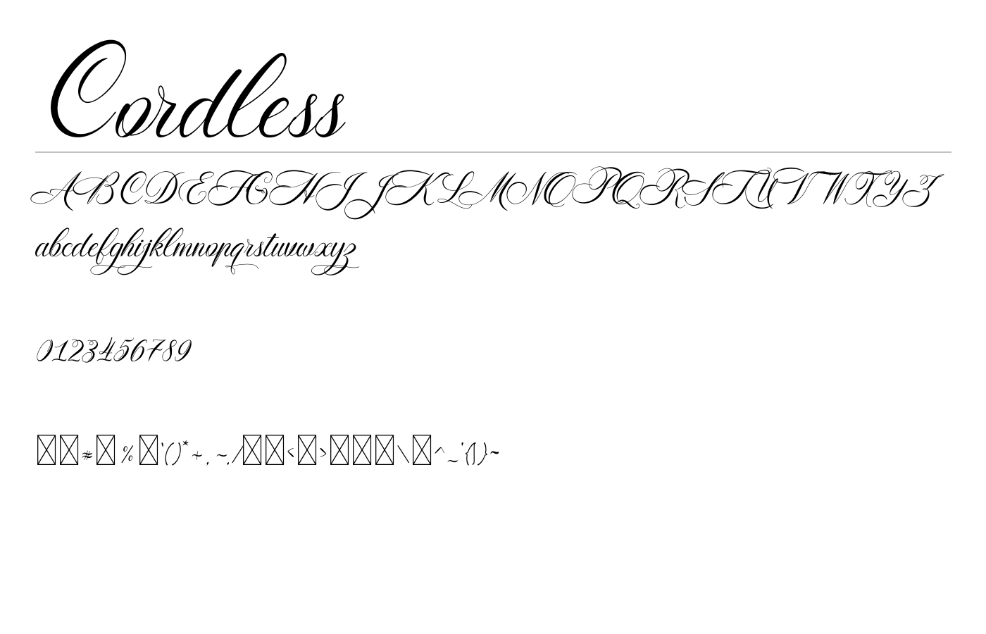 Cordless Font preview