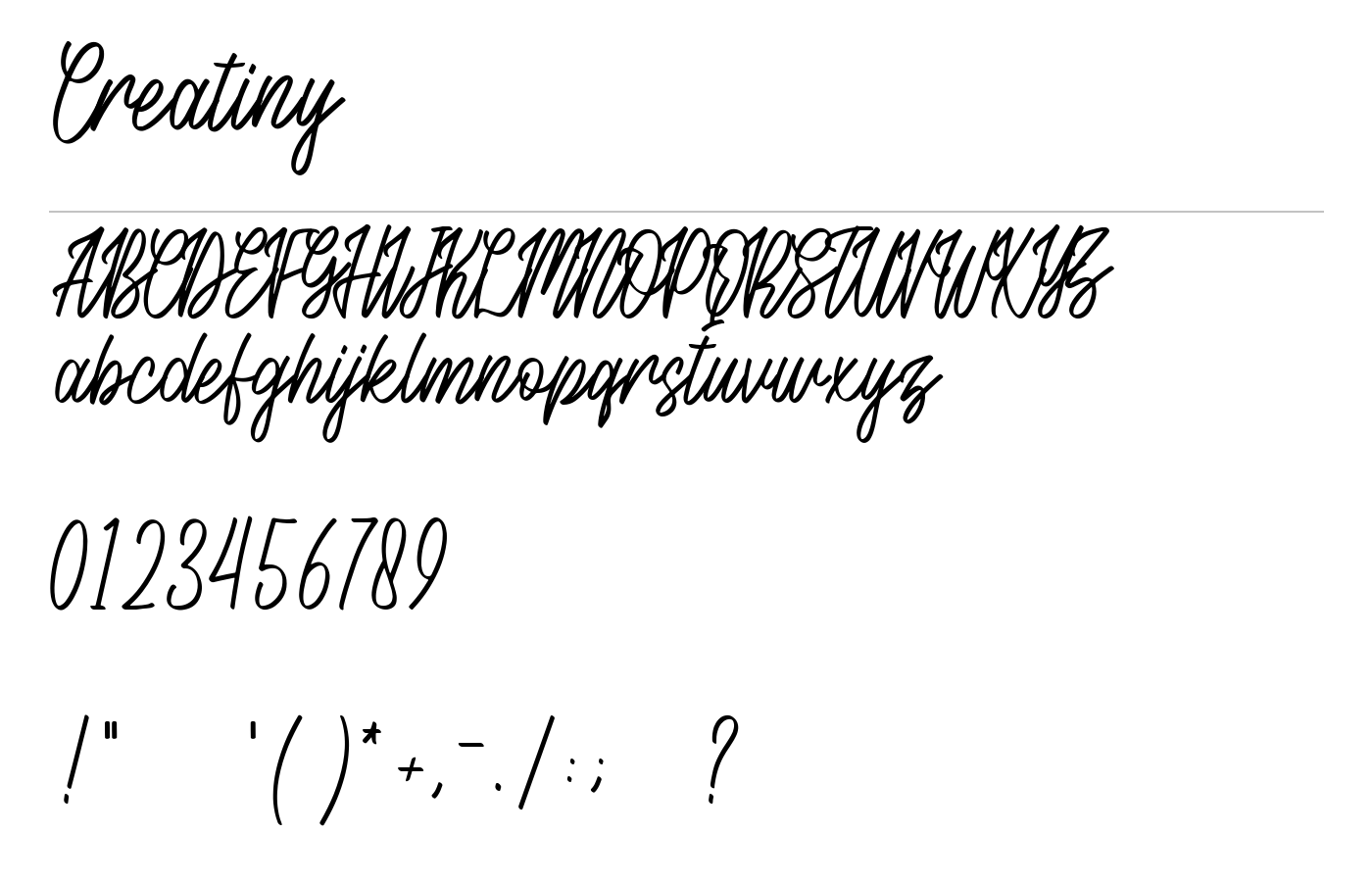 Creatiny Font preview