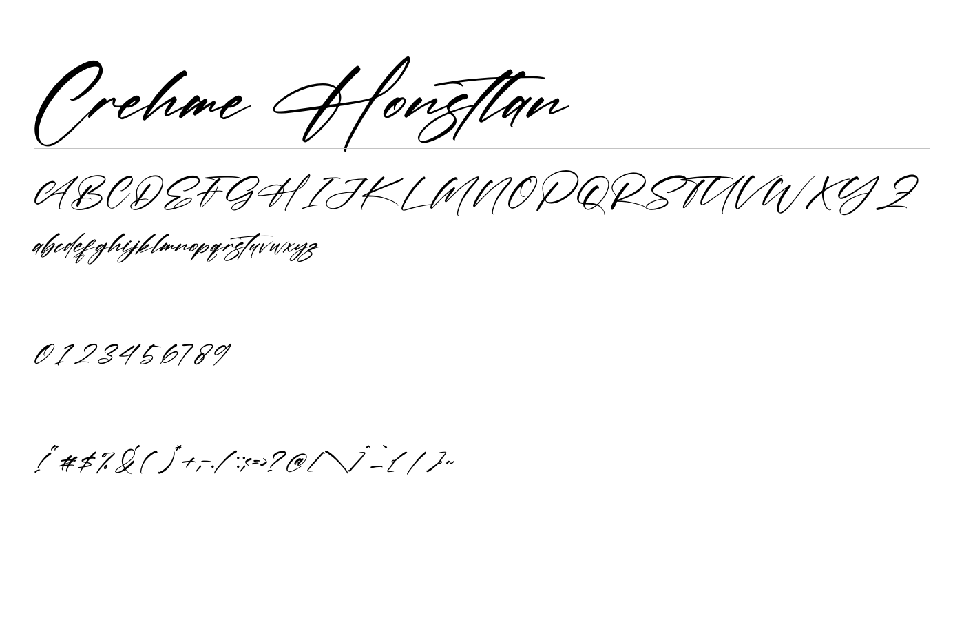 Crehme Honstlan Font preview