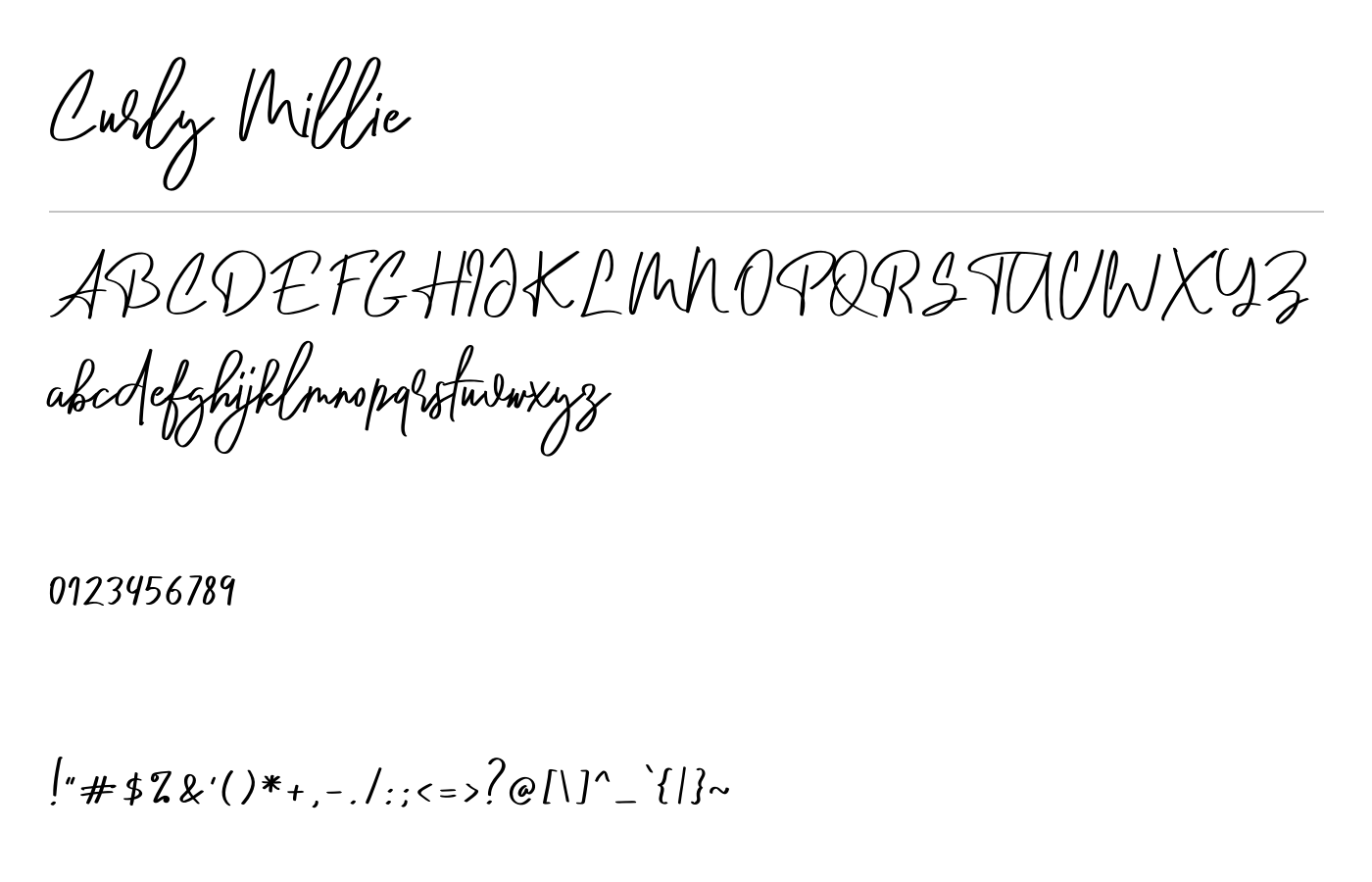 Curly Millie Font preview