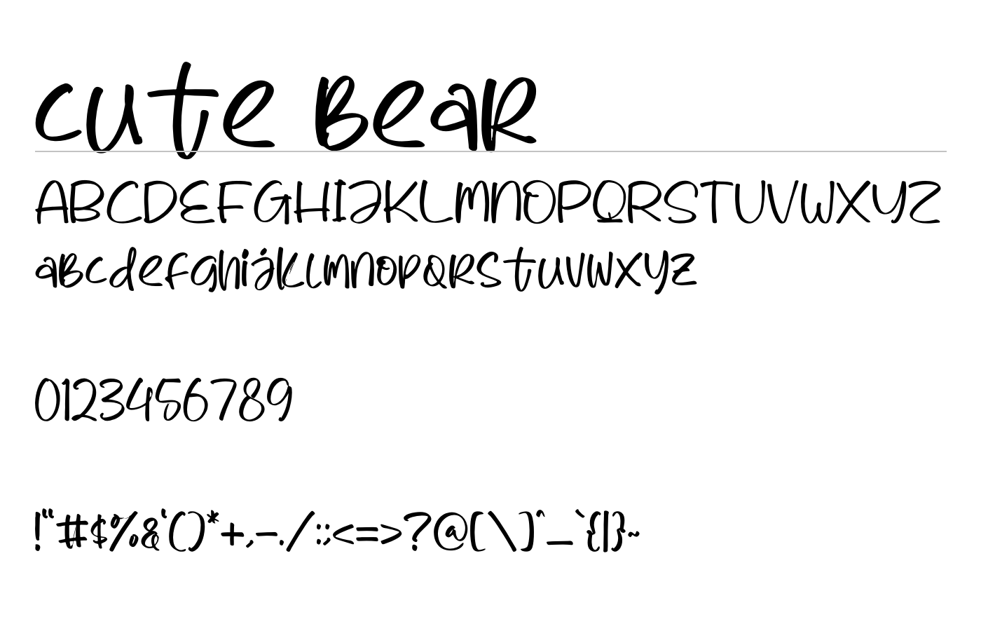 Cute Bear Font preview