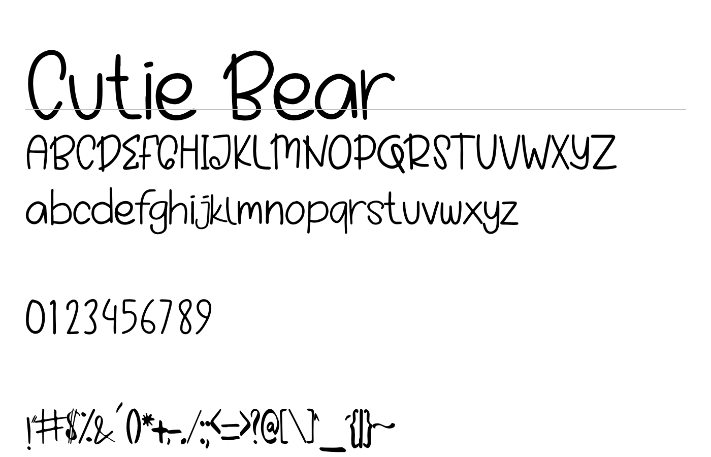 Cutie Bear Font preview