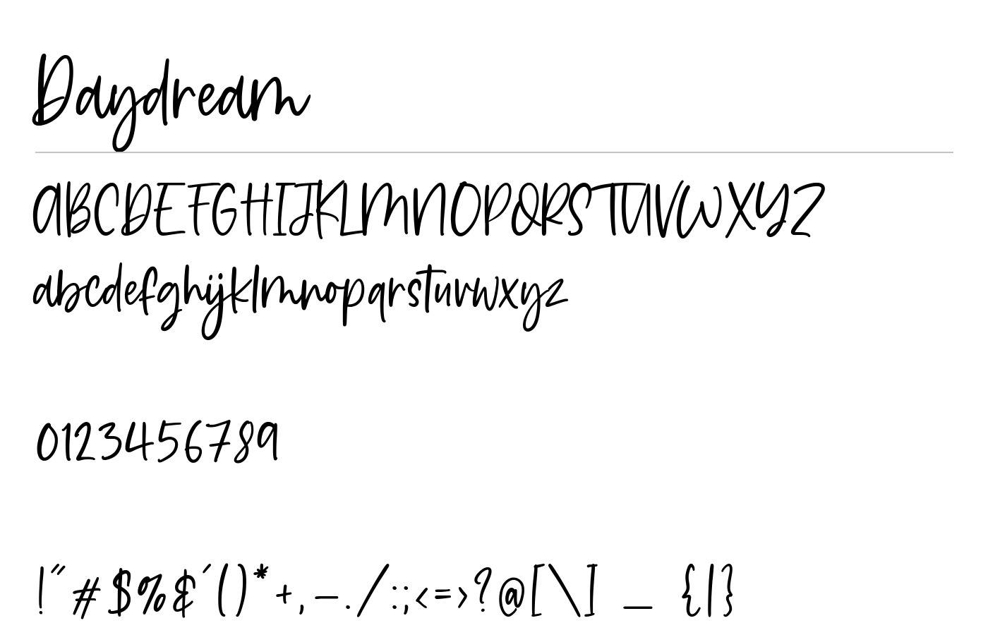 Daydream Font preview