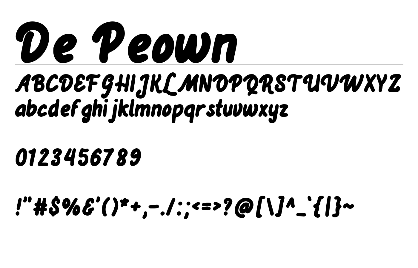 De Peown Font preview