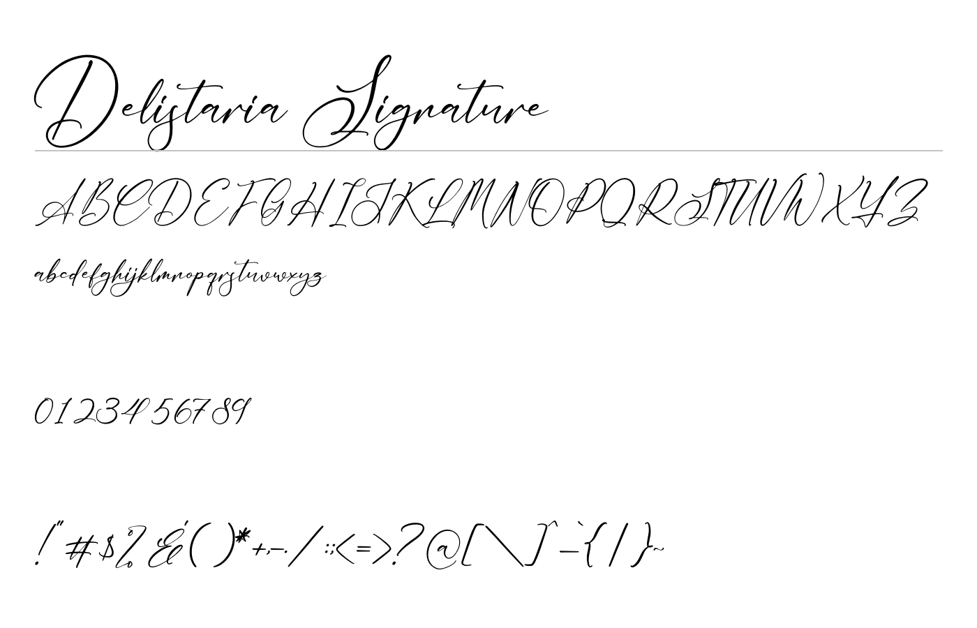Delistaria Signature Font preview