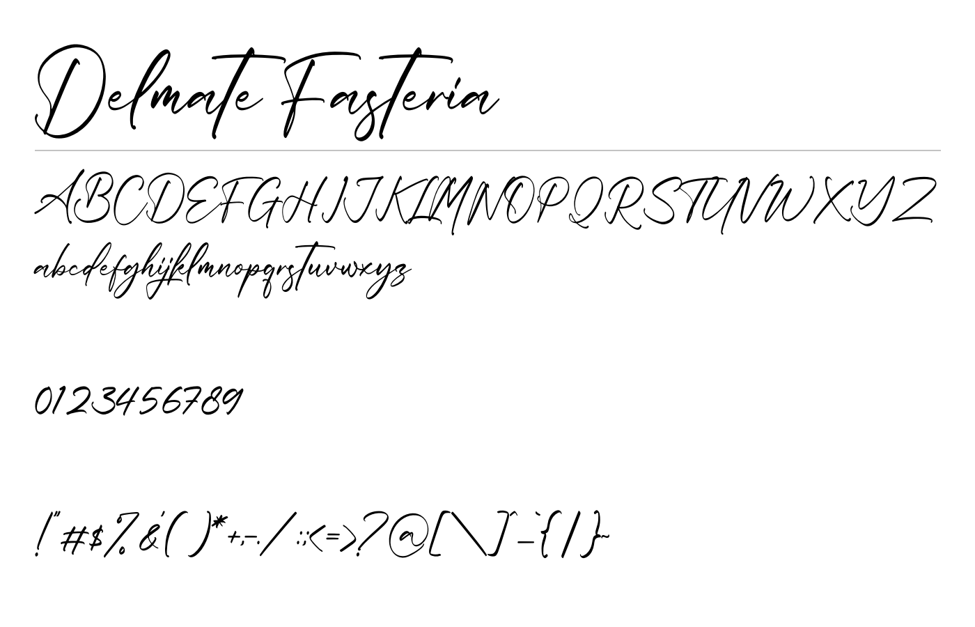 Delmate Fasteria Font preview