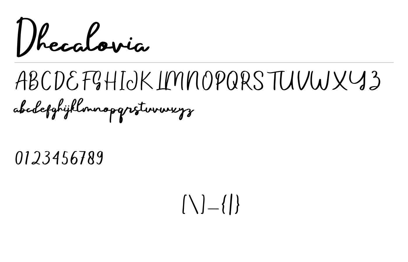 Dhecalovia Font preview