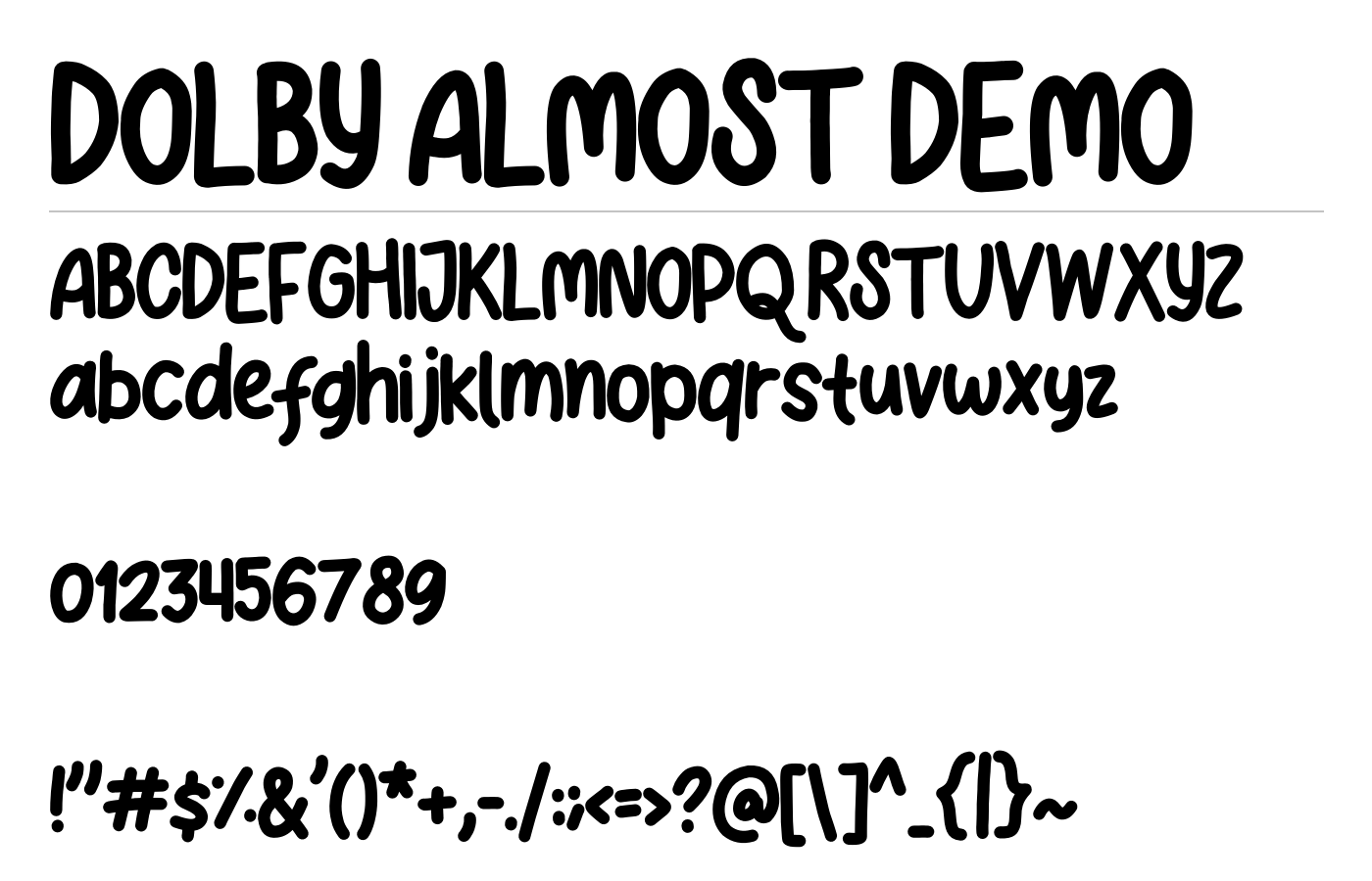 Dolby Almost Font preview
