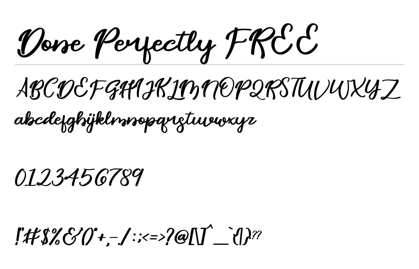 Done Perfectly Font preview