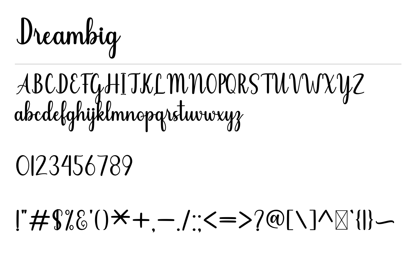 Dreambig Font preview