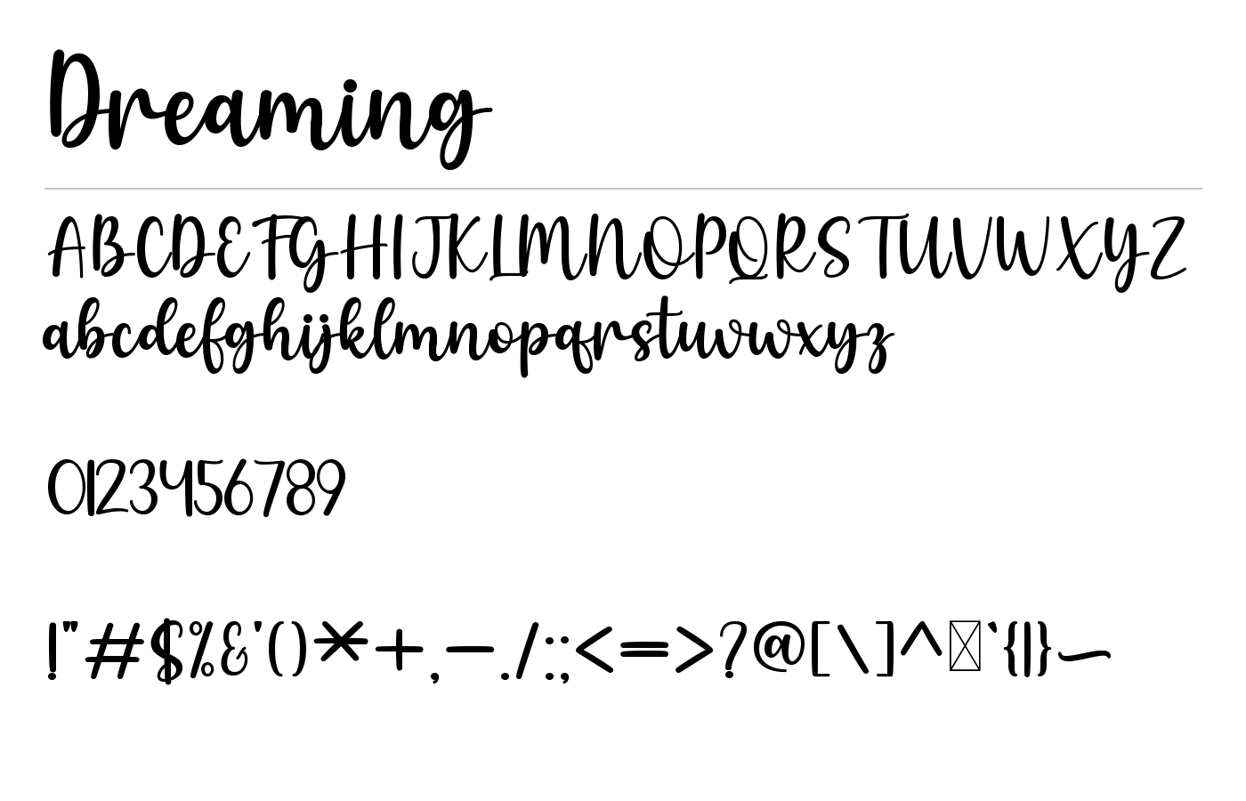 Dreaming Font preview