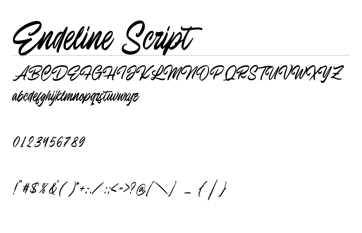Endeline Script Font preview