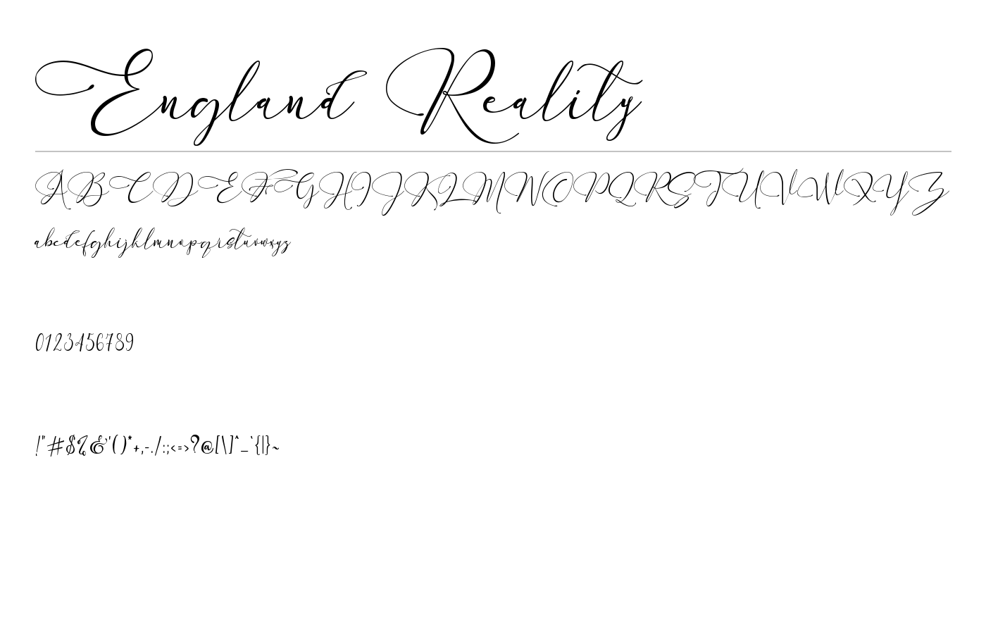England Reality Font preview