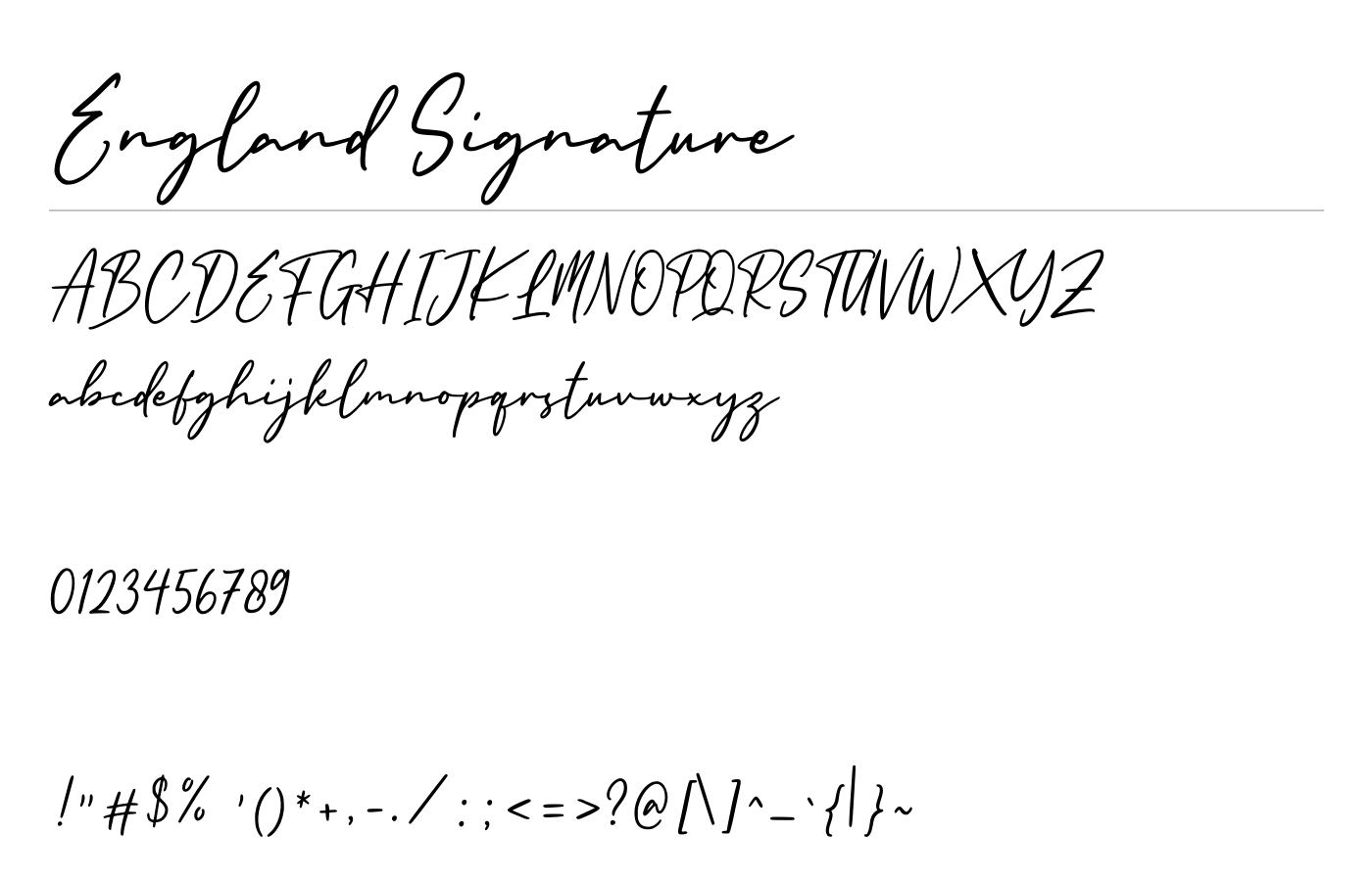 England Signature Font preview