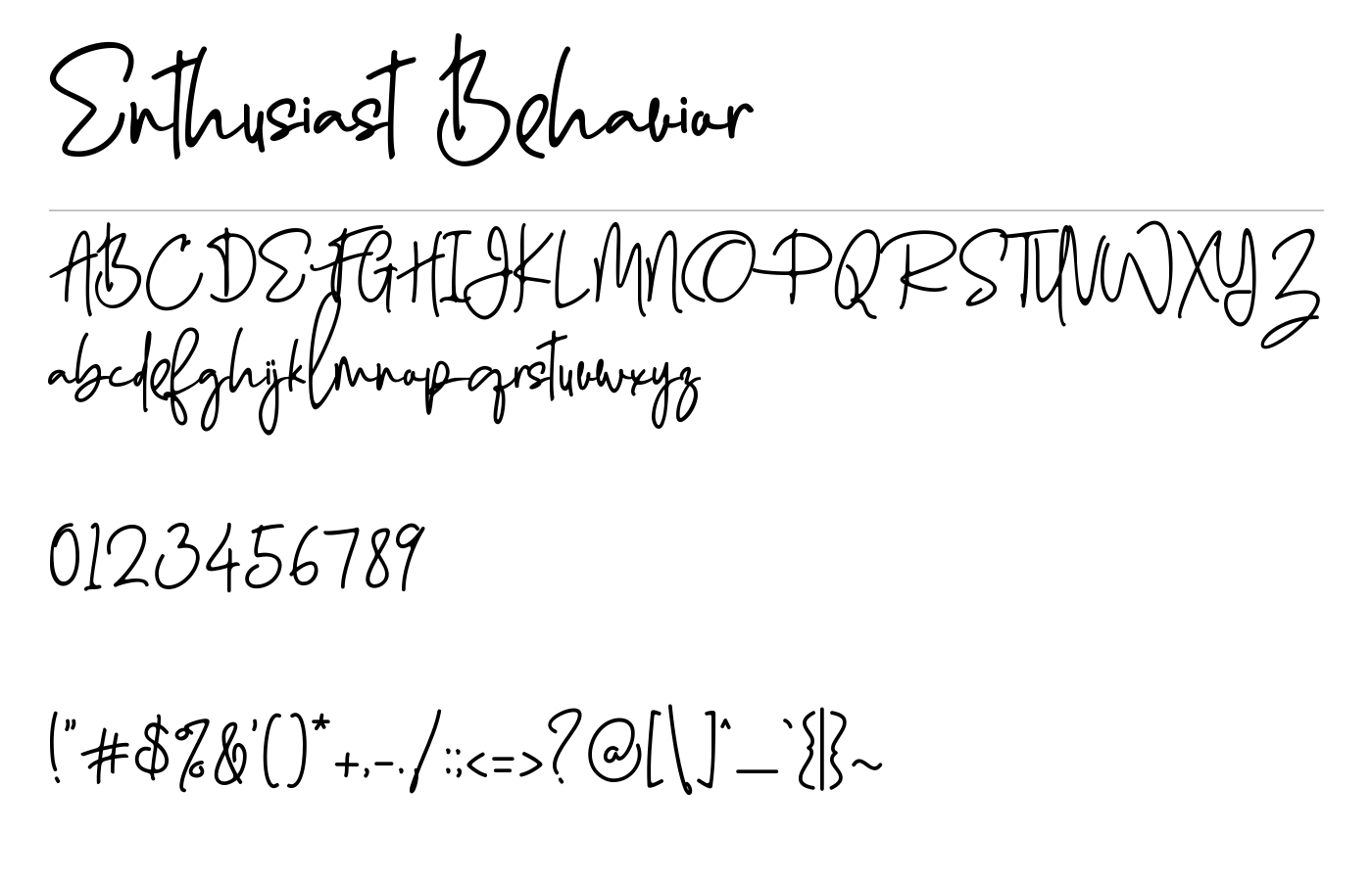 Enthusiast Behavior Font preview