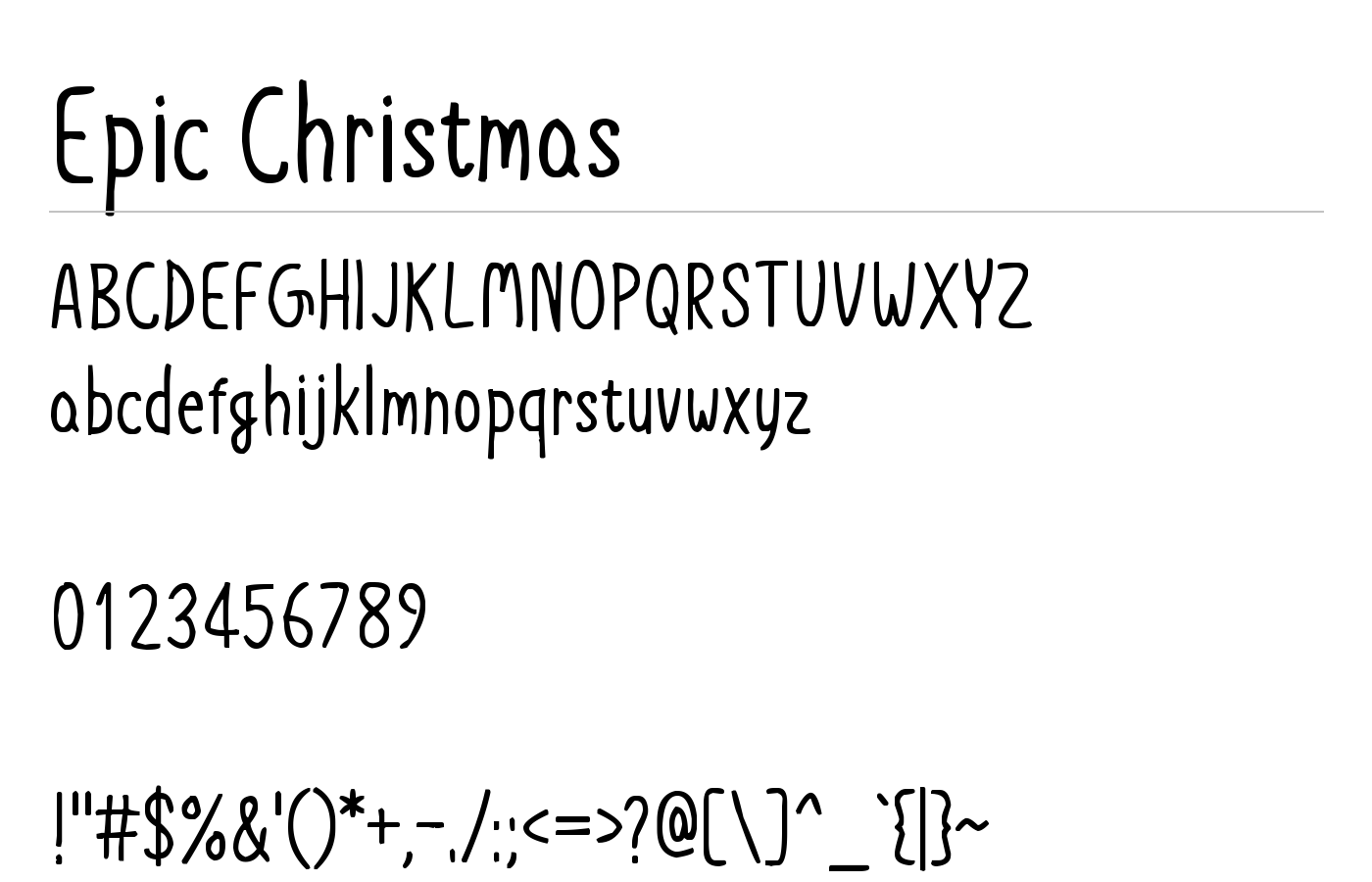 Epic Christmas Font preview