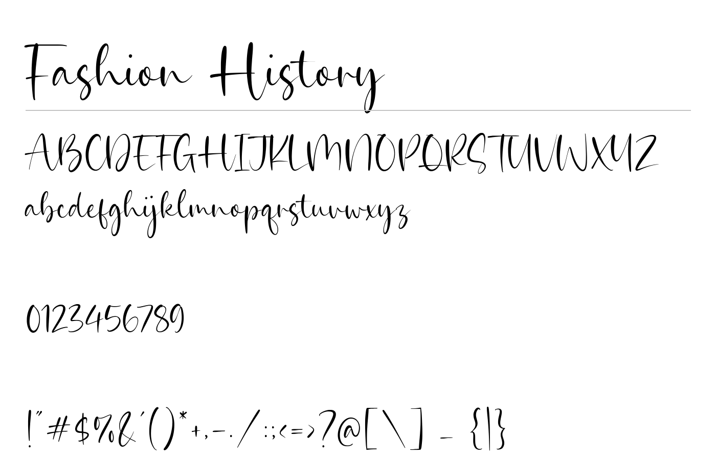 Fashion History Font preview