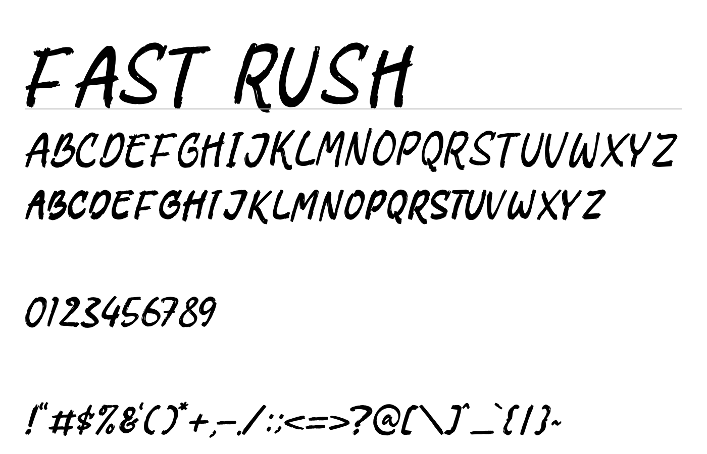 Fast Rush Font preview