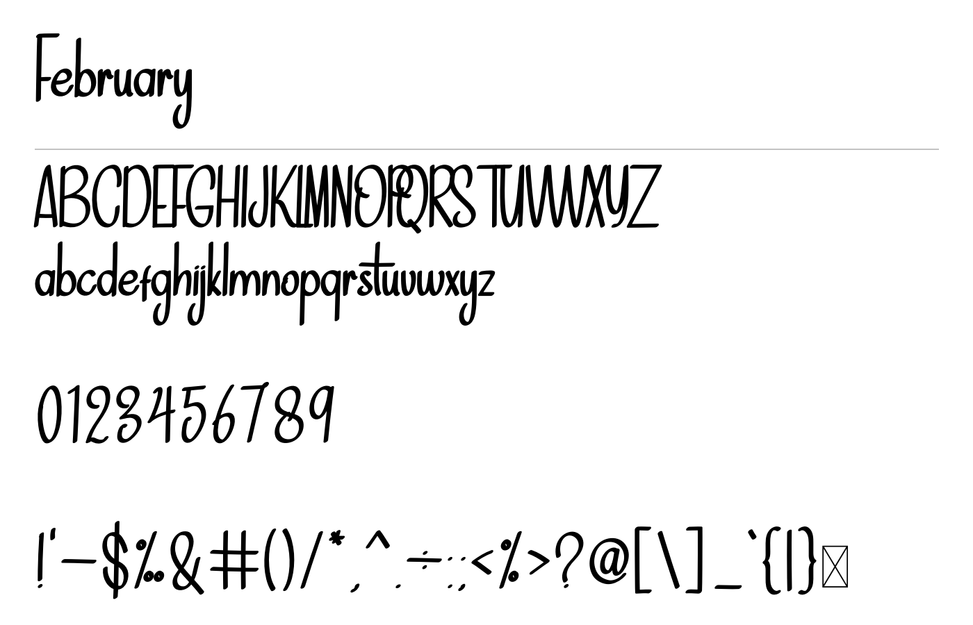 February Font preview