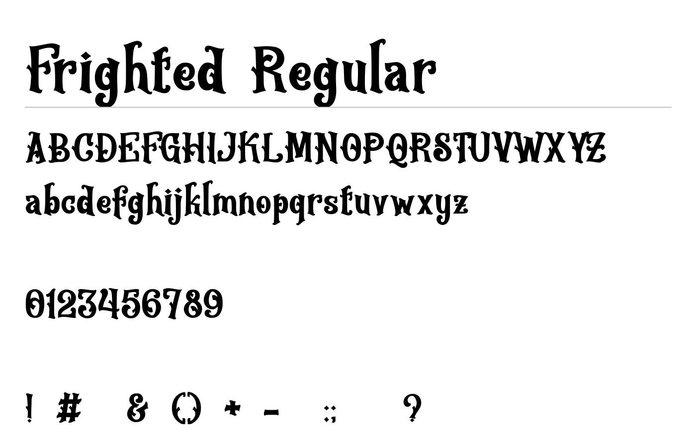 Frighted Font preview