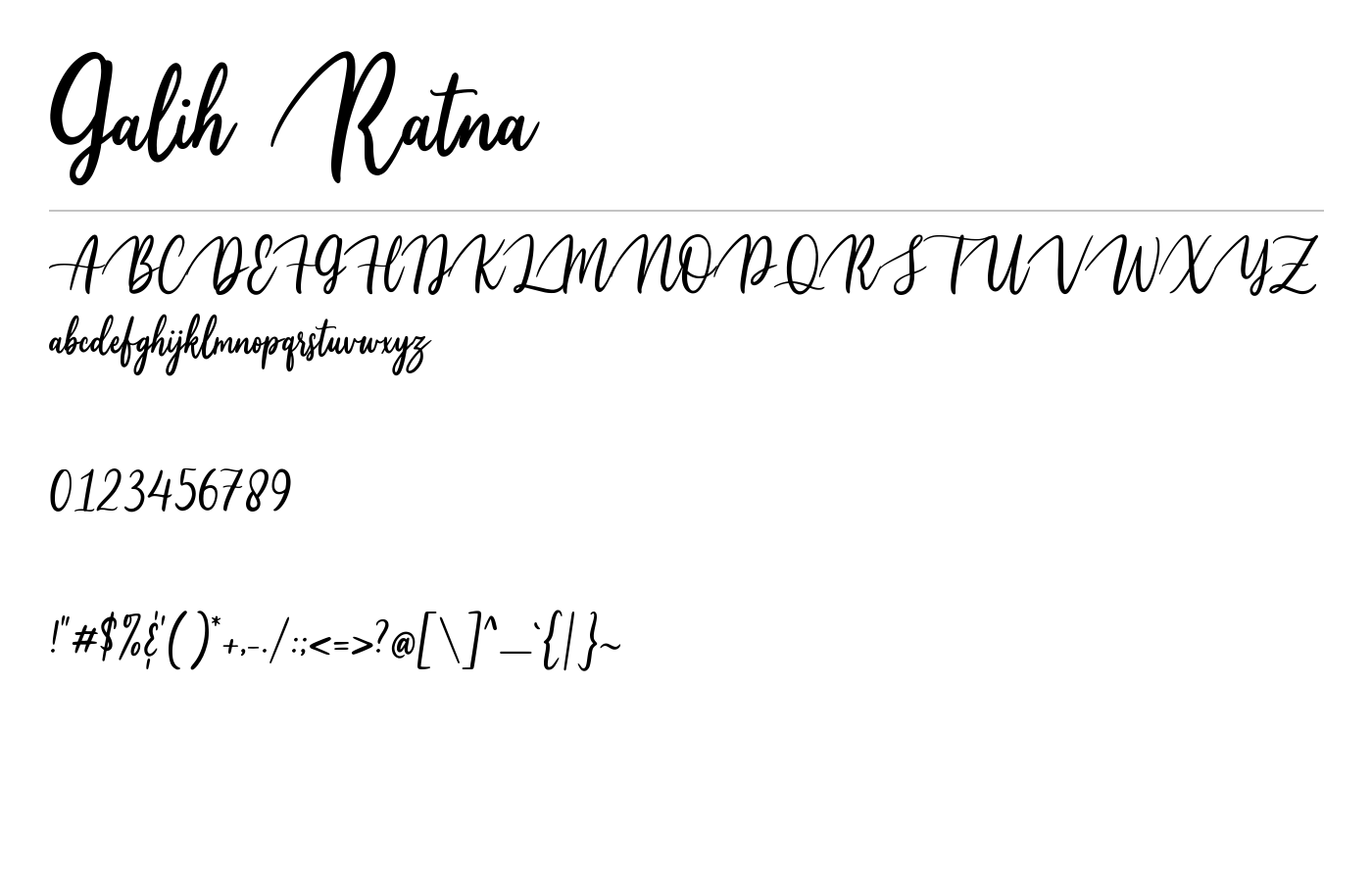 Galih Ratna Font preview