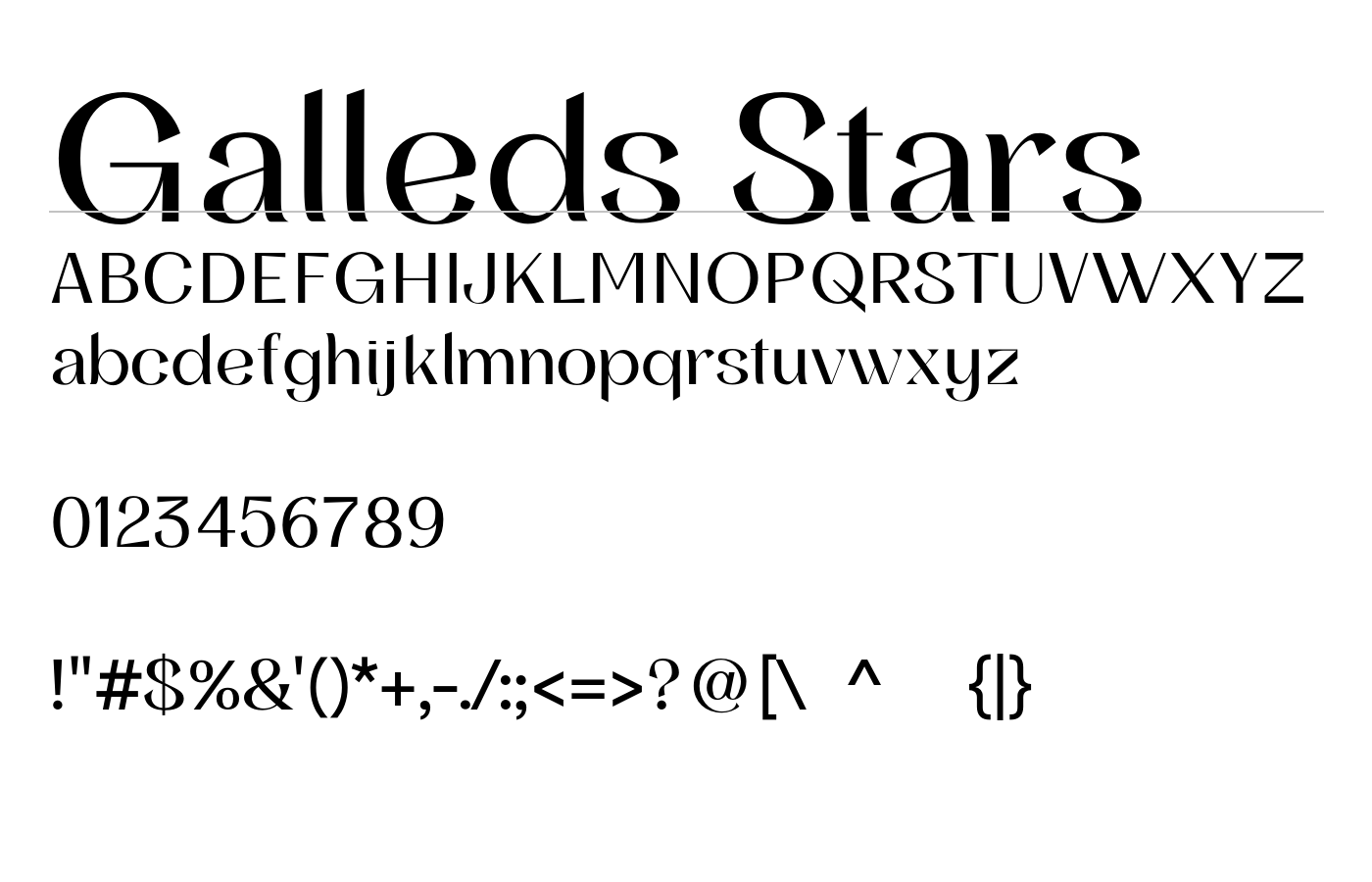 Galleds Stars Font preview