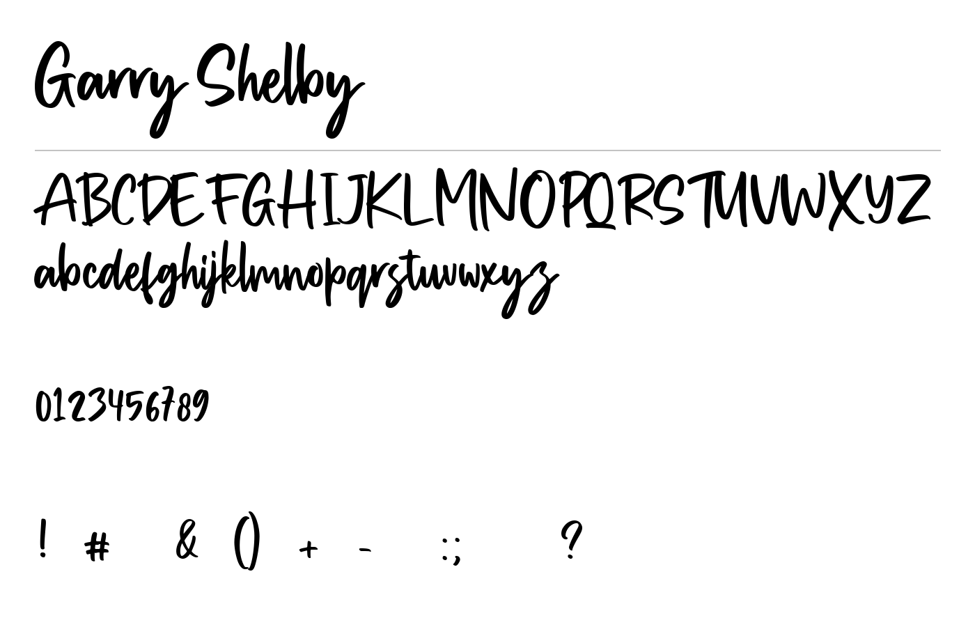 Garry Shelby Font preview