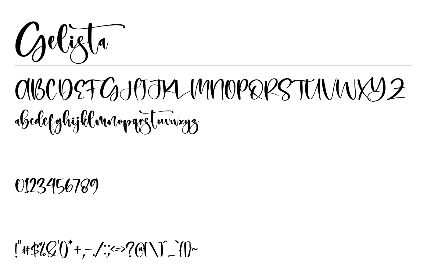 Gelista Font preview
