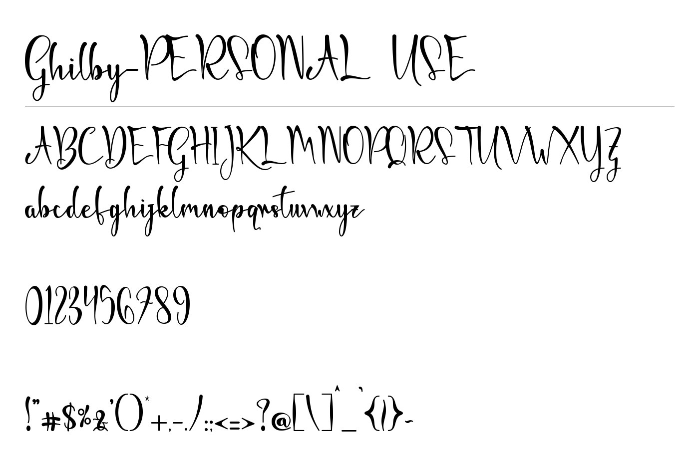 Ghilby Font preview