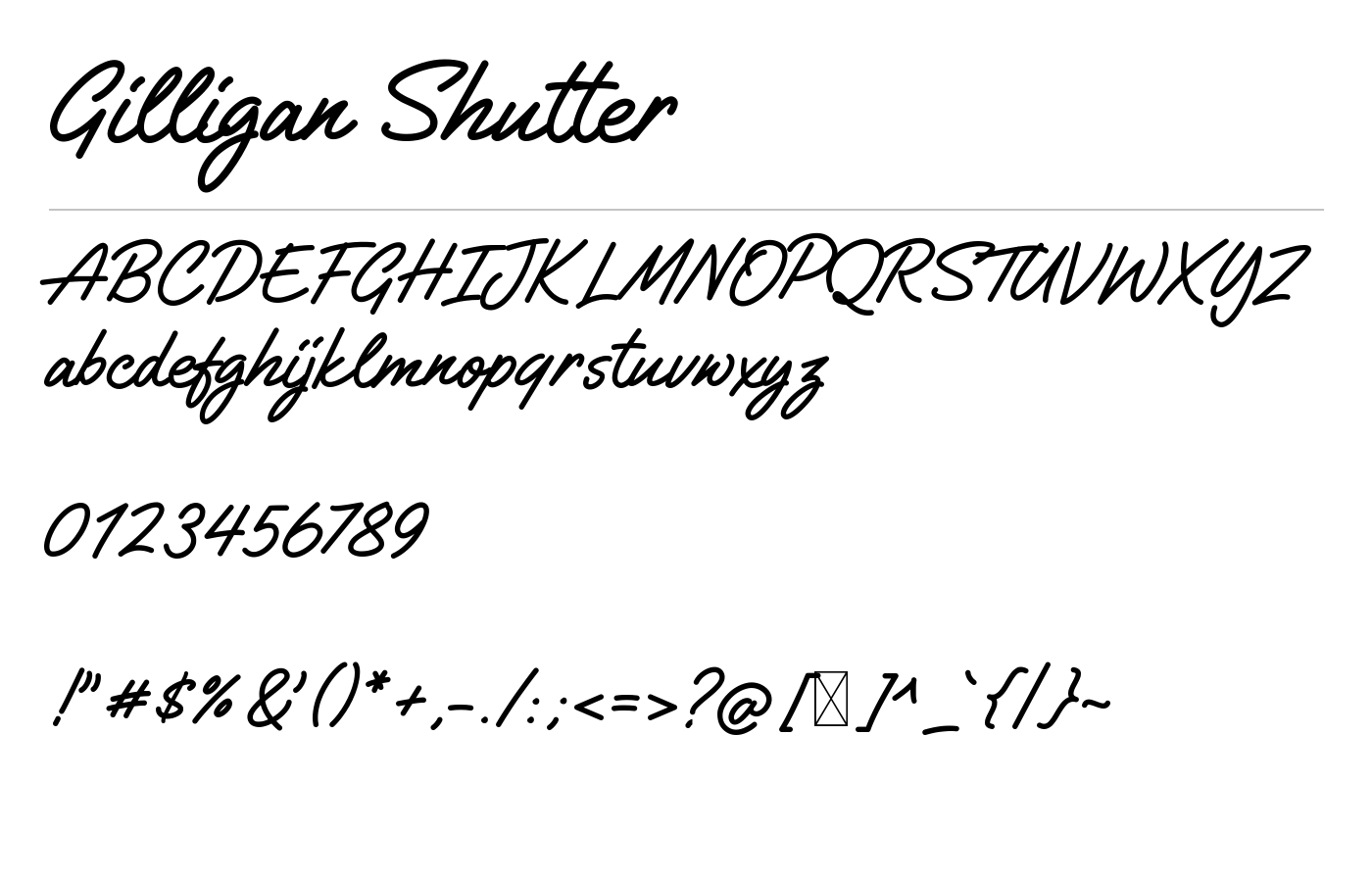 Gilligan Shutter Monoline Script Font preview